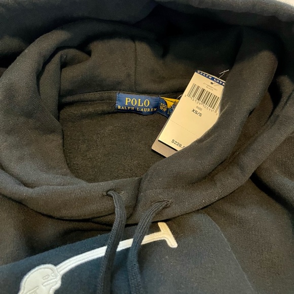 Polo Ralph Lauren Big Pony Chenille Hoodie Black XS/S NWT ($228) - Picture 12 of 14